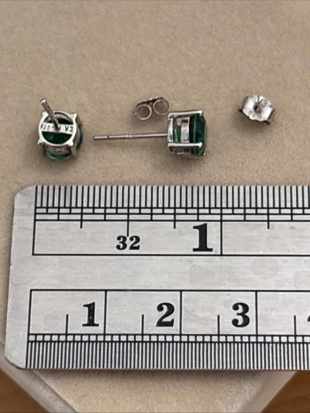Sterling Silver ~1.2 tcw Round Cut Lab Created Green Emerald Stud Earrings - Picture 8 of 12